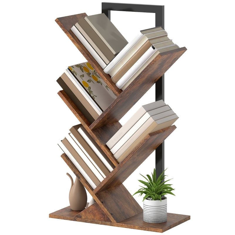 Unique Four-Section Tree Bookcase - Stylish Wood-Effect Storage Solution for Home or Office - Modern Design