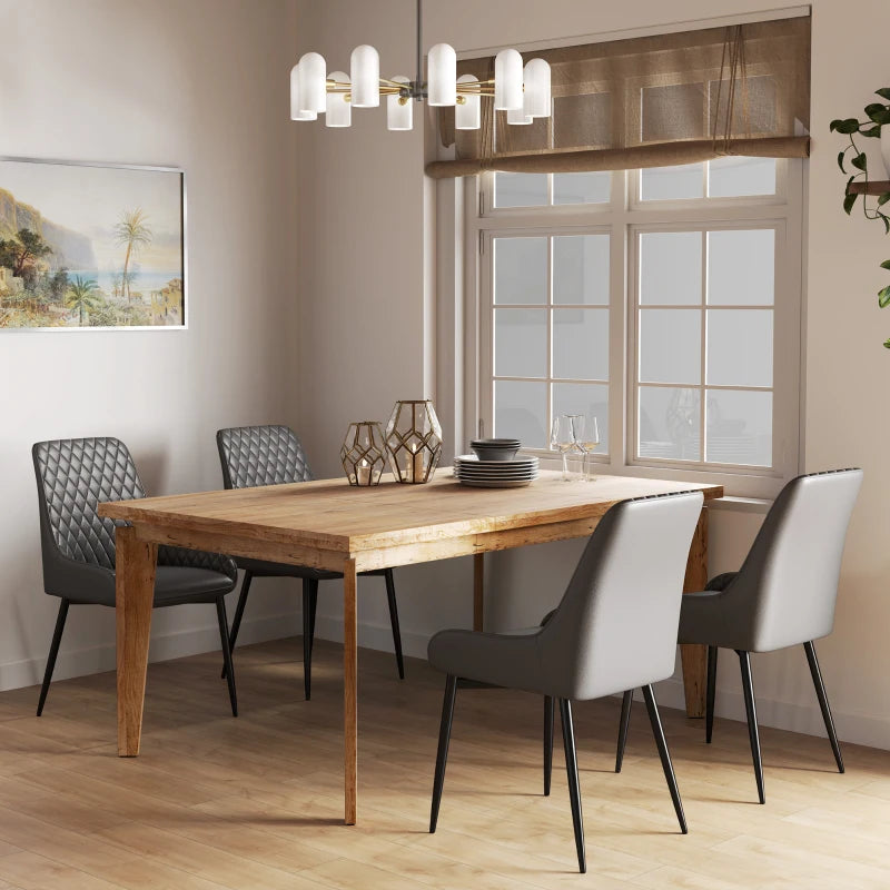 Set of 4 Modern Quilted PU Leather Dining Chairs with Metal Frame - Stylish Grey Home Seating for Executive Dining