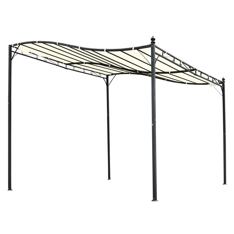 Wall Mounted Garden Porch Canopy - Black/Cream White, 3x3m