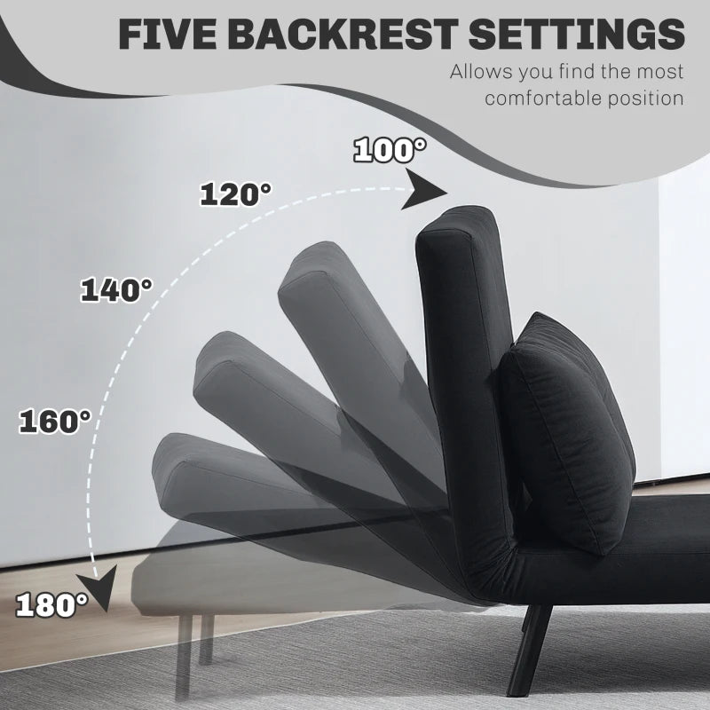 Velvet-Feel Single Chair Bed with Pillow - Stylish Black Design for Comfort and Versatility