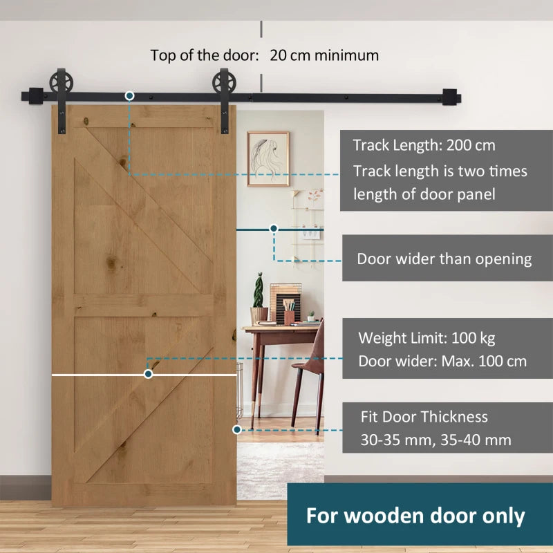 6.6 FT Sliding Barn Door Hardware Kit