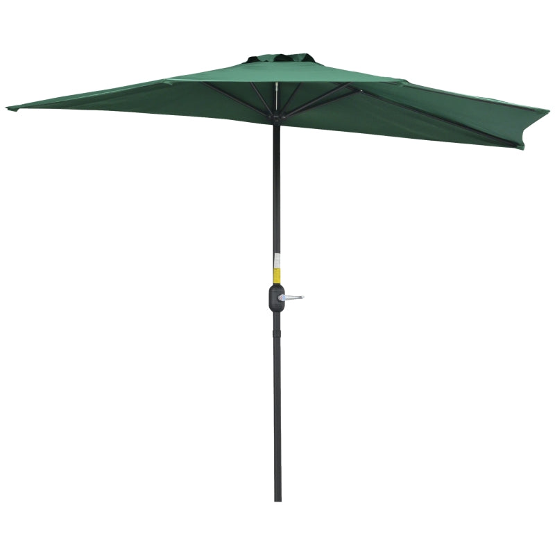 Green 2.7m Half Garden Parasol with 5 Steel Ribs