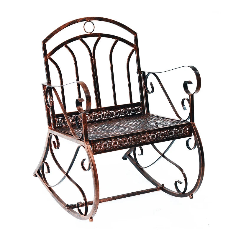 Bronze Metal Outdoor Rocking Chair - Vintage Style 1 Seater