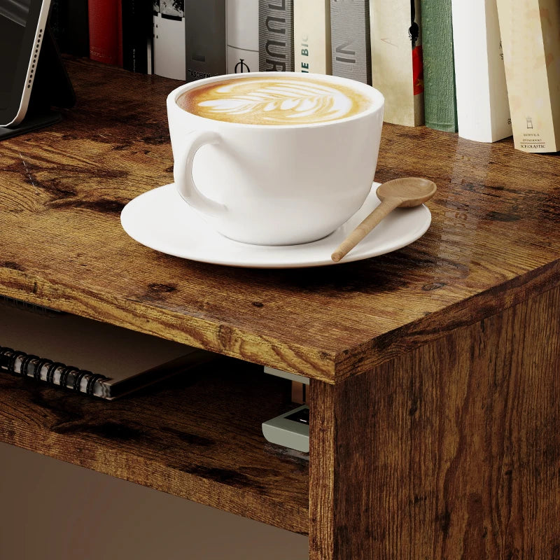 Stylish Boxy Work Desk with Shelf - Modern Wood-Effect Home Office Furniture for Productive Workspaces