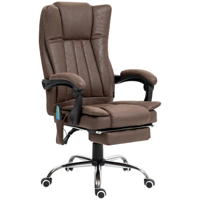 Vinsetto Vibrating Massage Office Chair with Heat & Adjustable Footrest - Ergonomic Dark Brown Desk Chair for Comfort