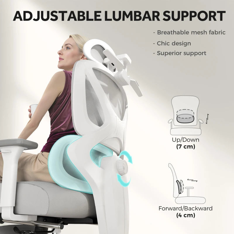 Ergonomic Adjustable Office Chair in Grey - Comfort & Support for Home and Office Use, Perfect for Long Hours