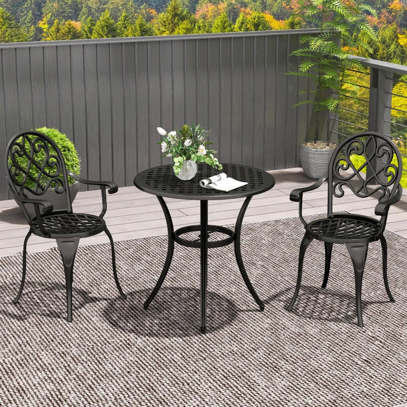 Elegant Black Aluminium Garden Set - 3-Piece Outdoor Furniture