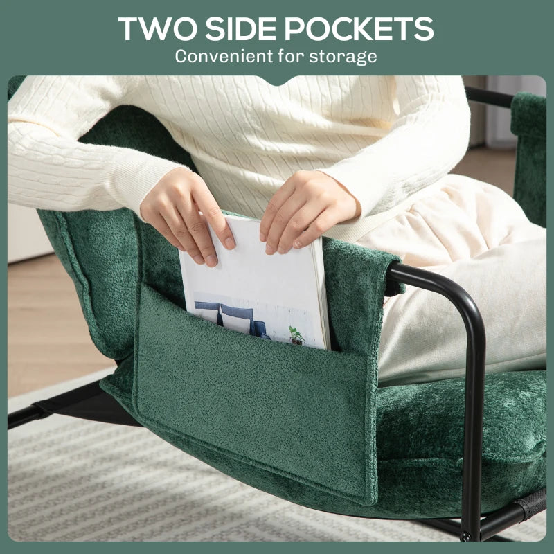 Stylish Minimal Padded Accent Chair with Pockets in Green for Modern Living Spaces