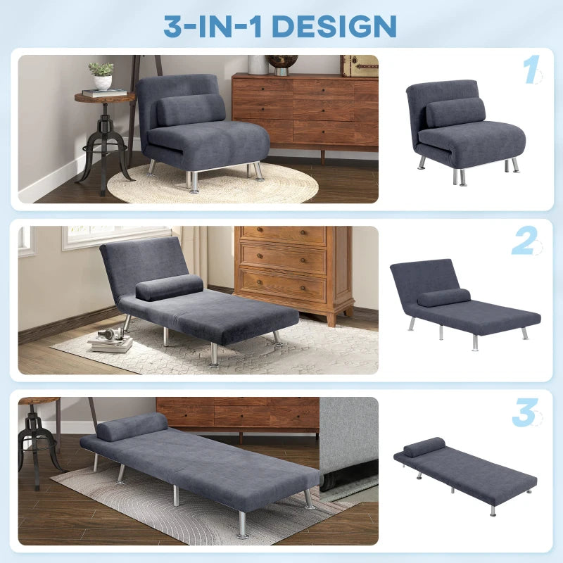Charcoal Grey Velvet-Feel Sleeper Chair for Stylish and Comfortable Seating Solutions