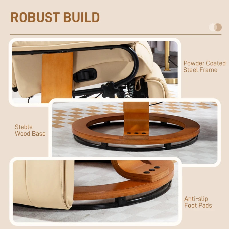Beige Faux Leather Recliner Chair for Ultimate Comfort and Style in Your Living Room
