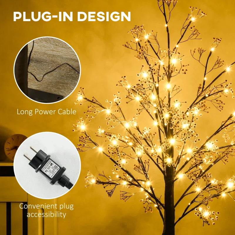 5ft Artificial Gypsophila Blossom Tree with 96 Warm White LED Lights - Perfect for Weddings, Parties, Indoor & Outdoor Decor