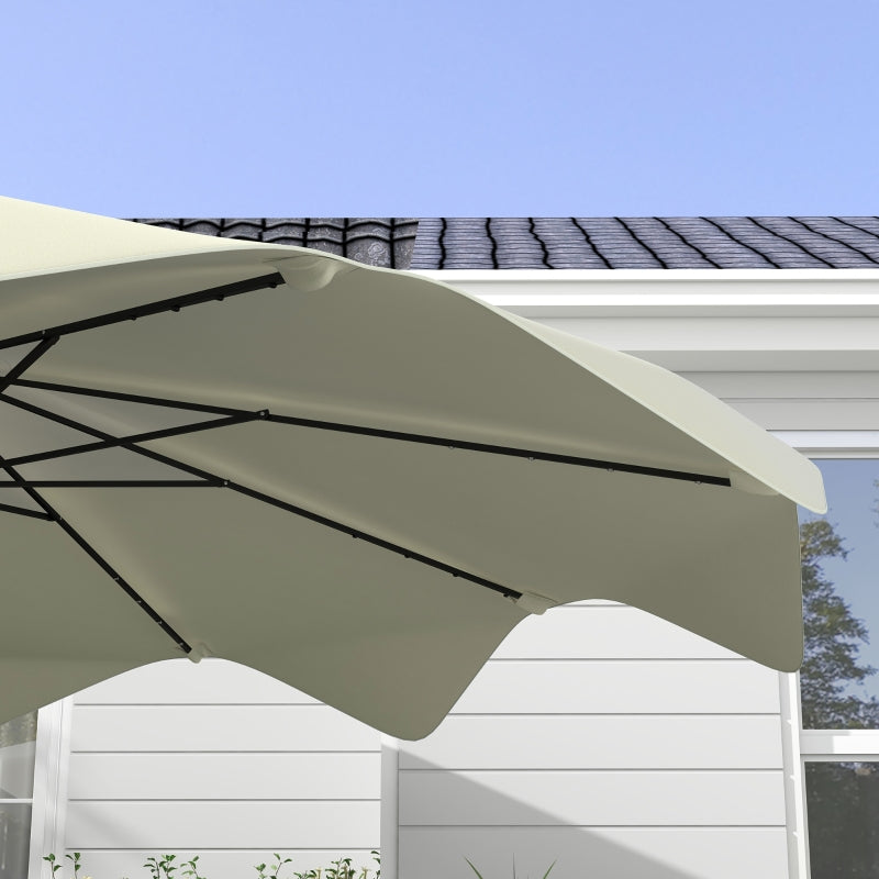 LED Solar Patio Umbrella, Outdoor Market Table Parasol, Cream White, 3x3m