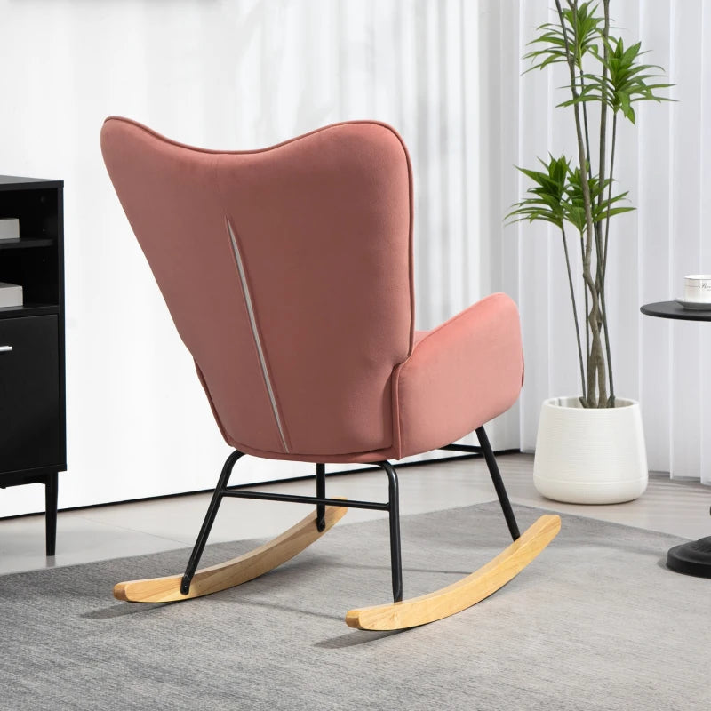 Velvet Rocking Armchair in Pink - Stylish and Comfortable Seating for Your Home