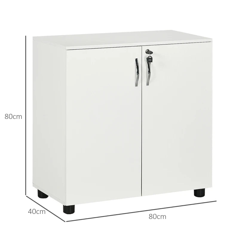 Vinsetto Two-Tier Locking Office Storage Cabinet - Modern White File Organizer for Home & Office Use