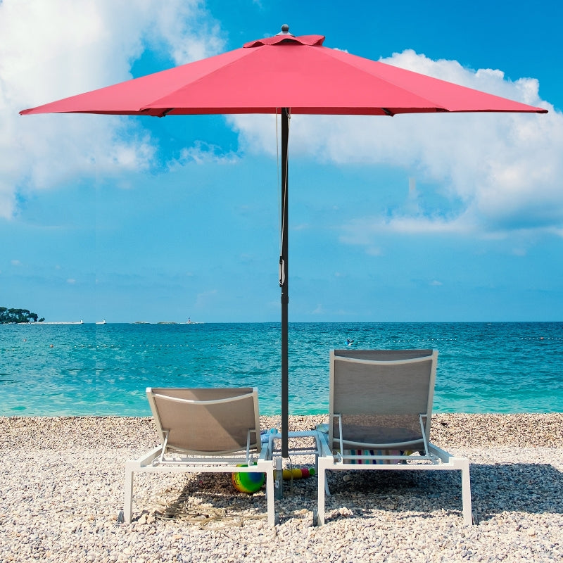 Round Wine Red Garden Parasol Umbrella - 2.8m Outdoor Sun Shade Canopy