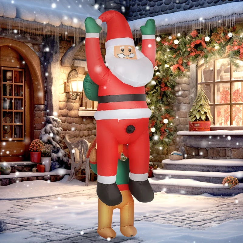 7FT Inflatable Santa with Dog - LED Christmas Decoration for Indoor & Outdoor Holiday Home Decor