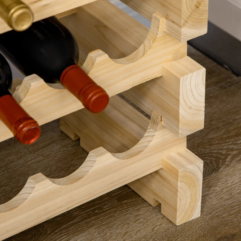 Set of 2 Natural Six-Tier Wooden Wine Racks - Holds 72 Bottles - Stylish Wine Storage Solution