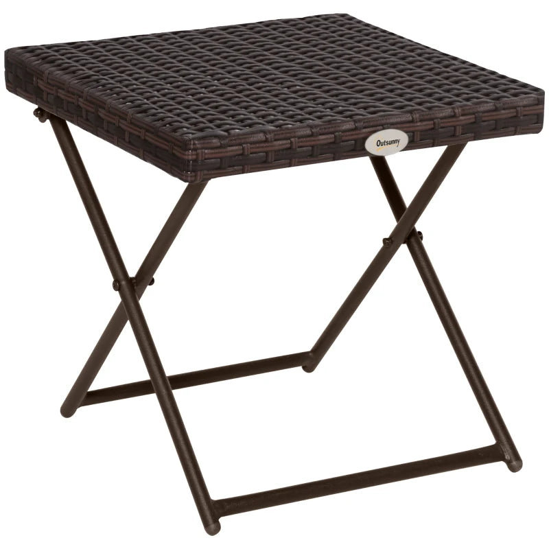 Black Square Wicker Rattan Folding Table