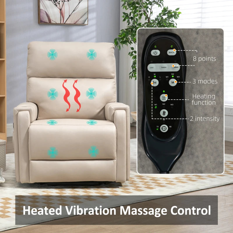 Beige Electric Riser Recliner Chair with Massage and Heat Function for Ultimate Comfort