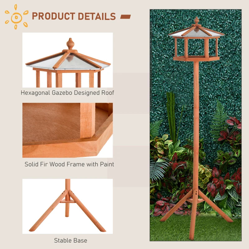 Wooden Bird Table Garden Feeding Station - 153cm Height, Durable Outdoor Bird Feeder for Wild Birds, Eco-Friendly Design