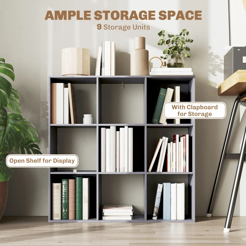 Stylish Nine-Cube Storage Shelf in Grey - Versatile Organizer for Home, Office, and Kids' Rooms - Perfect for Storage Solutions