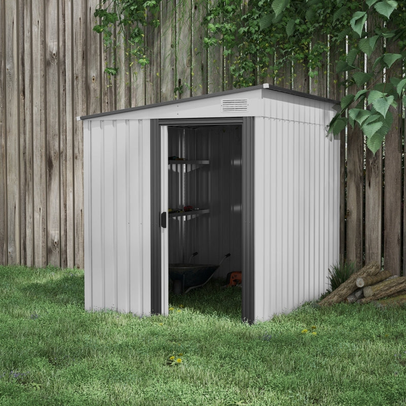 Silver Lean to Metal Garden Shed