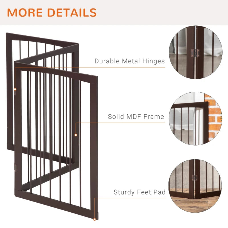 Foldable 3 Panel Dog Gate - 76cm Indoor Safety Barrier, Free Standing Pet Door Gate for Dogs and Pets