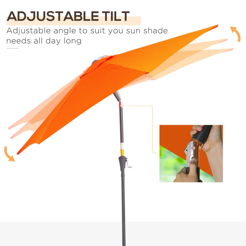 Orange 2.7M Tilt Crank Garden Parasol Umbrella