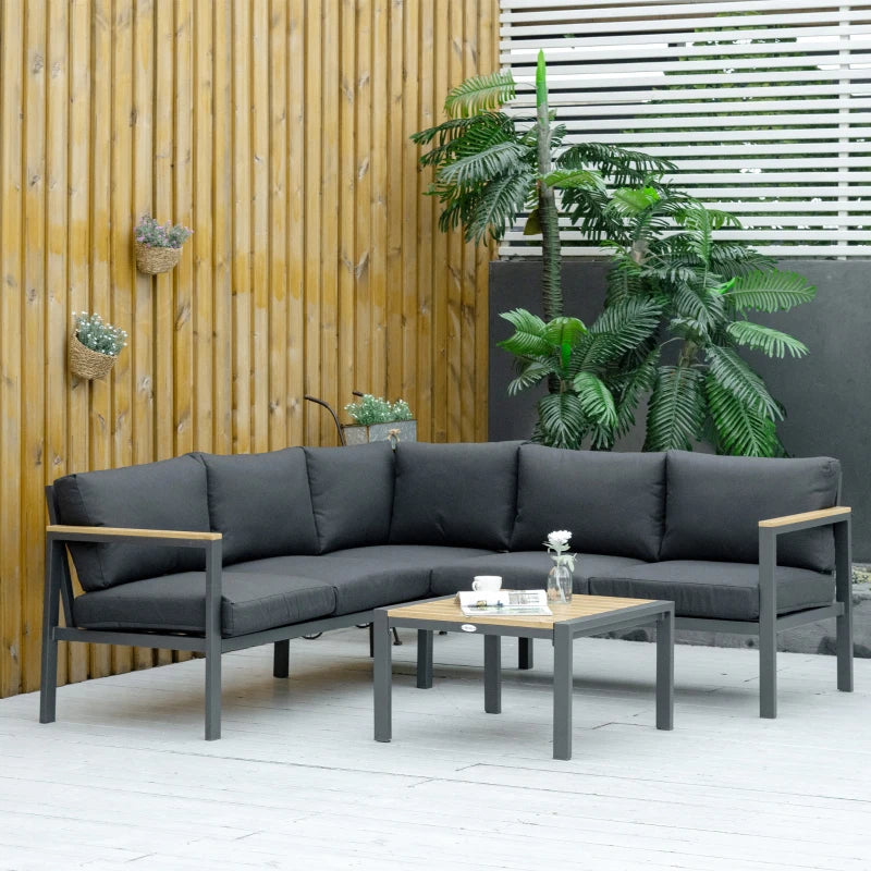 5 Seater Garden Sofa With Aluminium Frame Grey