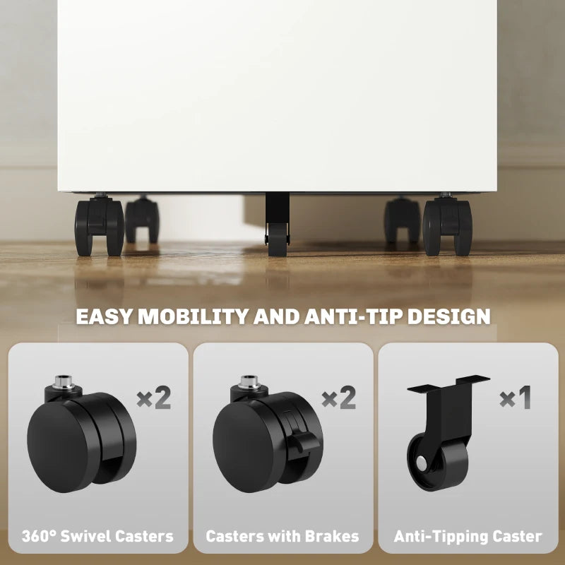 Vinsetto White Three-Drawer Steel Filing Cabinet - Modern Office Storage Solution for Organizing Documents and Files