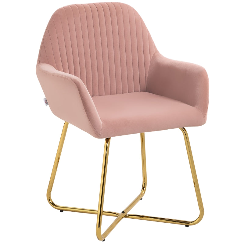 Modern Upholstered Accent Chair with Metal Base for Living Room in Pink - Stylish Armchair for Home Decor