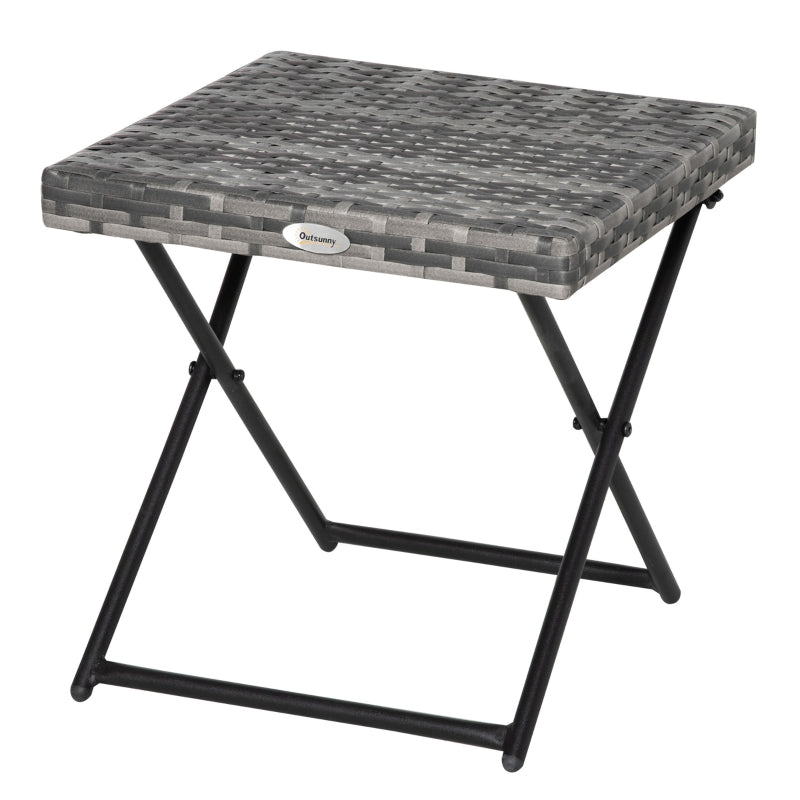 Grey Square Wicker Rattan Folding Table