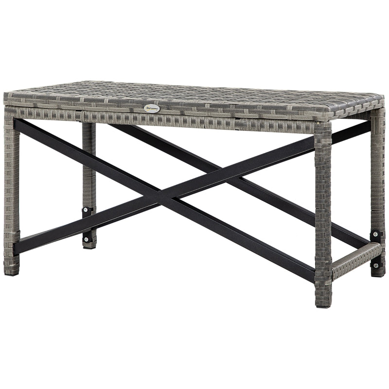 Grey Rattan Outdoor Side Table with X-Frame for Patio