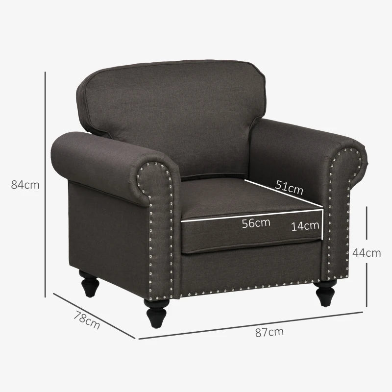 Mid-Century Dark Brown Armchair with Pocket Springs for Stylish Living Room Comfort