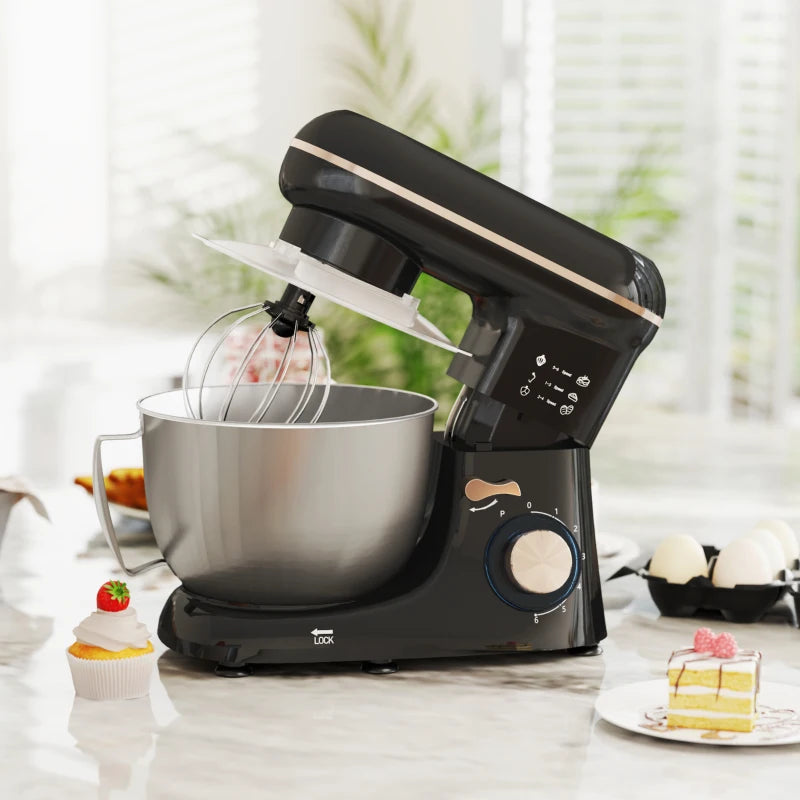 Premium 1300W Black Kitchen Stand Mixer with Accessories - Versatile Baking & Cooking Tool for Home Chefs