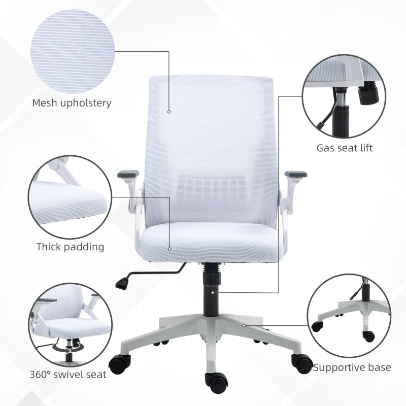 Vinsetto Ergonomic Office Chair with Lumbar Support - Stylish White Design for Comfort and Productivity