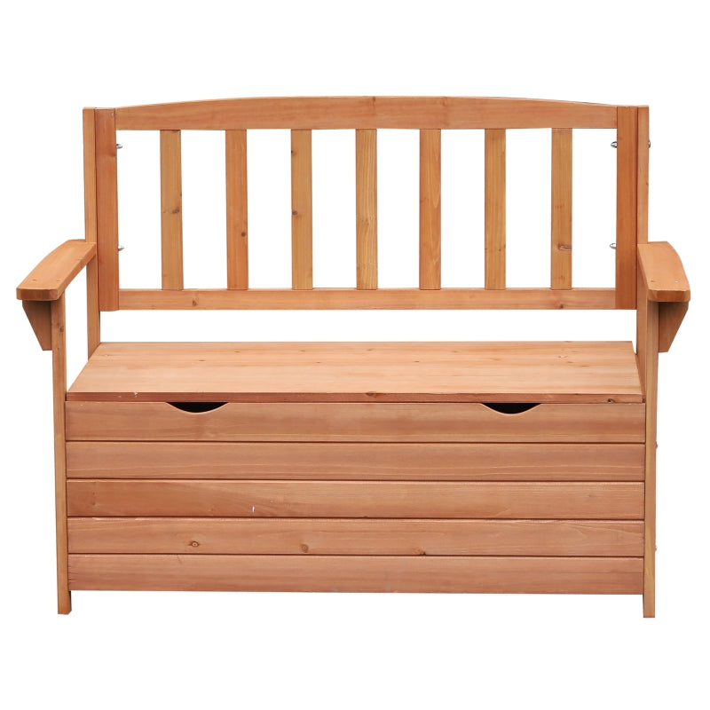 Wooden Outdoor Garden Storage Bench - Natural Wood Finish