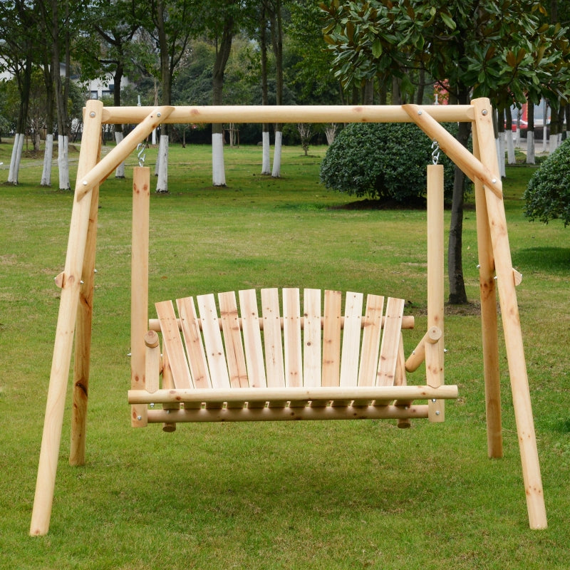 Wooden Outdoor 2 Seater Swing Chair - Garden Porch Hammock Bench