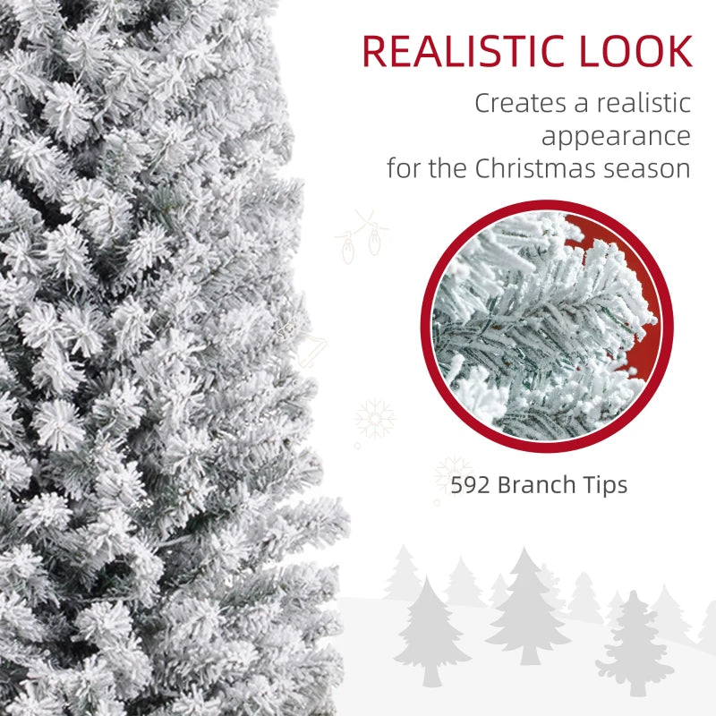7ft Snowy Artificial Christmas Tree with Lights, Pine Cones & Decorations - Perfect Holiday Home Decor