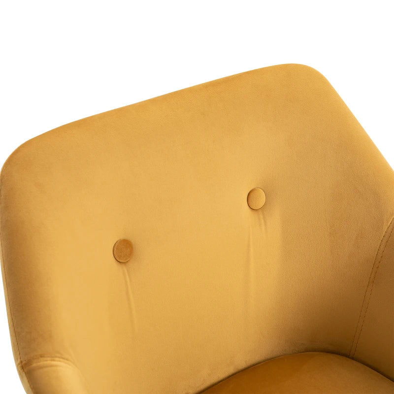Modern Velvet-Touch Dining Chairs Set of 2 - Upholstered Leisure Chairs with Backrest & Armrests for Home Office & Kitchen - Yellow