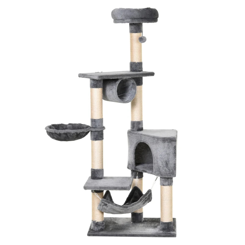 Multi-Level Cat Tree Condo Tower 150CM for Indoor Cats - Activity Stand with Toys & Scratching Posts