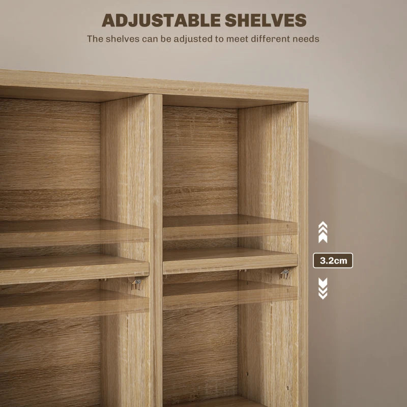 Adjustable CD Storage Unit with Nature Wood Finish - 89 x 130.5 cm, Perfect for Organizing Your Music Collection