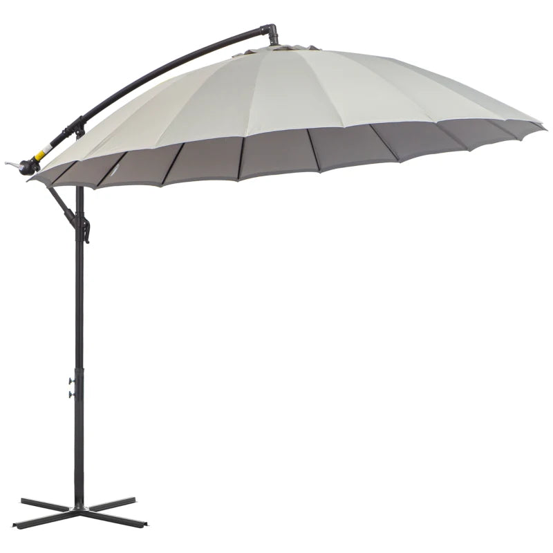 Light Grey 3m Cantilever Patio Umbrella with 18 Ribs & Vents