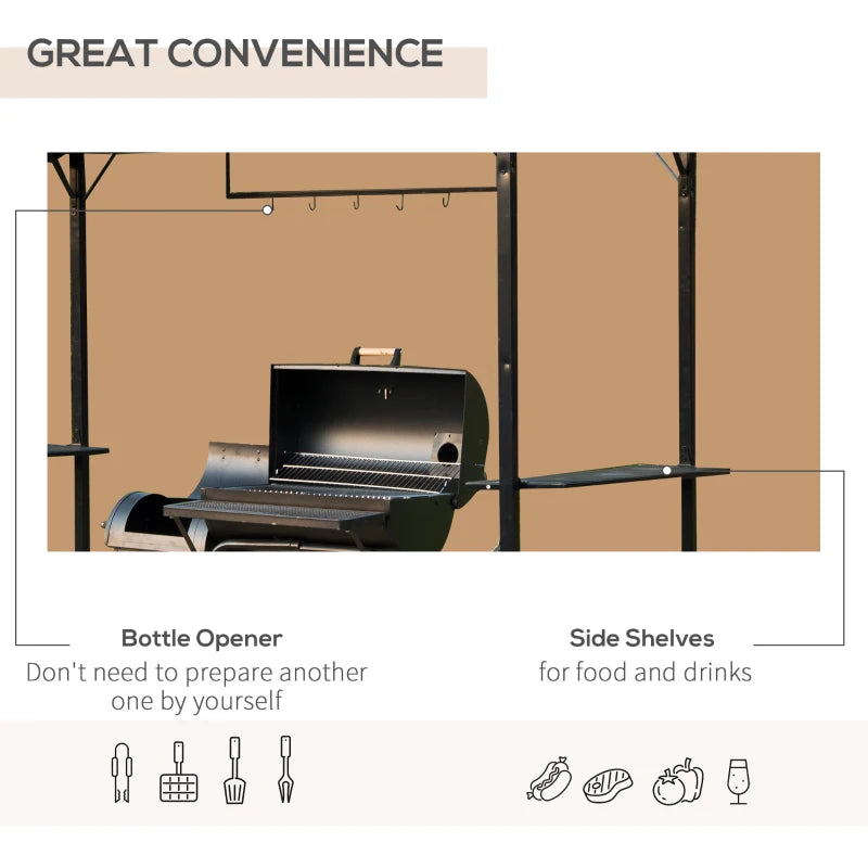 Metal BBQ Gazebo Canopy - Coffee