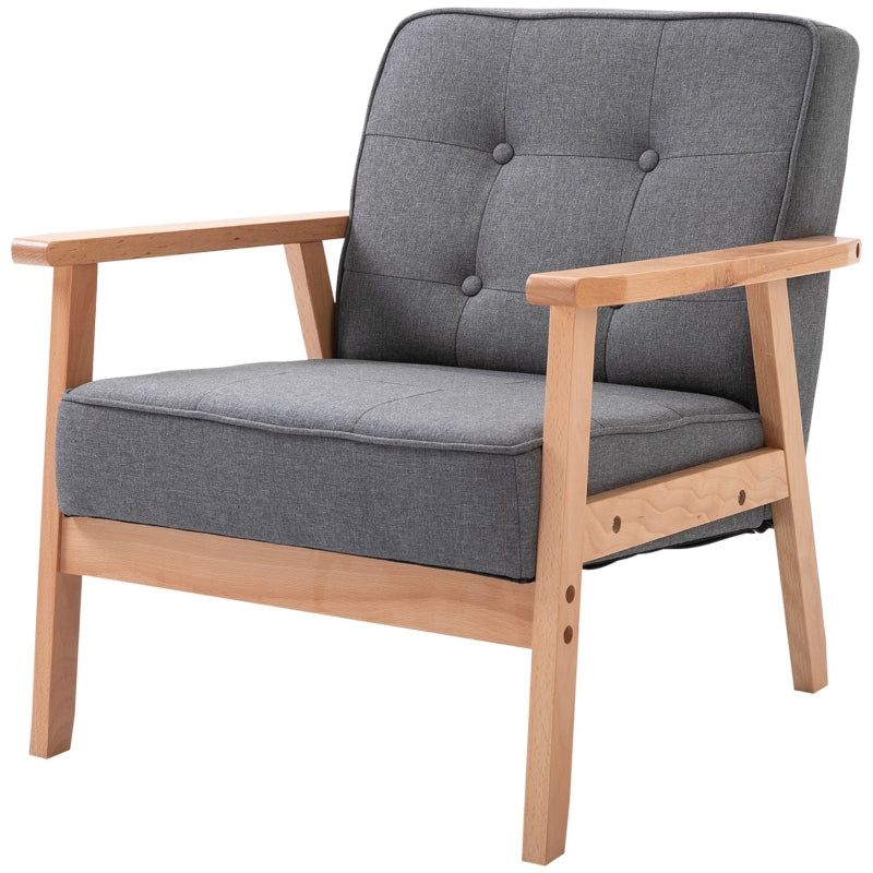Minimalist Wooden Frame Accent Chair with Padded Seat in Dark Grey for Stylish Living Spaces