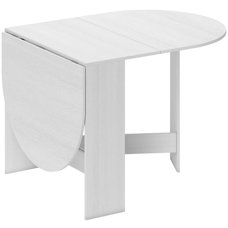 Folding Drop Leaf Dining Table for Small Spaces - Oval Ash Wood-Effect Tabletop for Dining Room