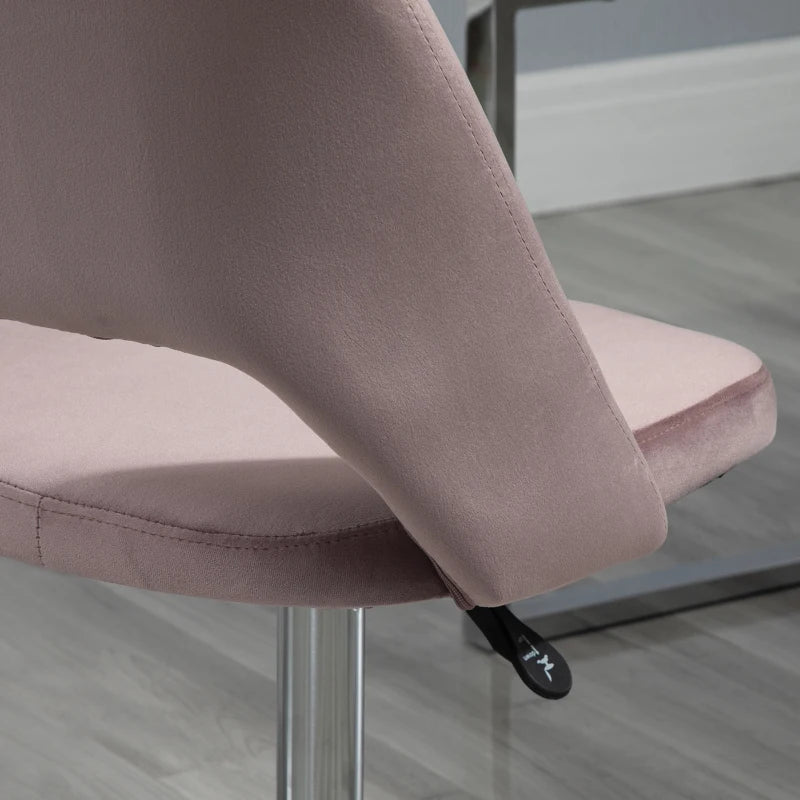 Vinsetto Pink Velvet-Feel Armless Office Chair - Stylish Ergonomic Design for Home & Office - Comfortable Seating Solution