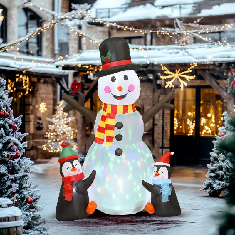 6FT Christmas Inflatables Snowman & Penguins with LED Lights - Blow Up Holiday Decoration for Indoor & Outdoor Garden Decor