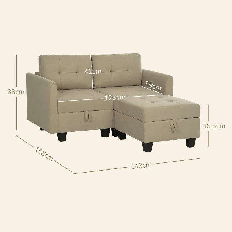 Light Brown 'L' Shape Modular Storage Sofa for Stylish Living Room Organisation
