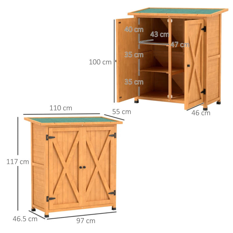 Compact Wooden Storage Shed - 46.5 x 97cm - Yellow